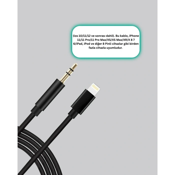 İphone Uyumlu Lightning – 3.5mm Aux Adaptör Kablo Stereo Ses Aktarım