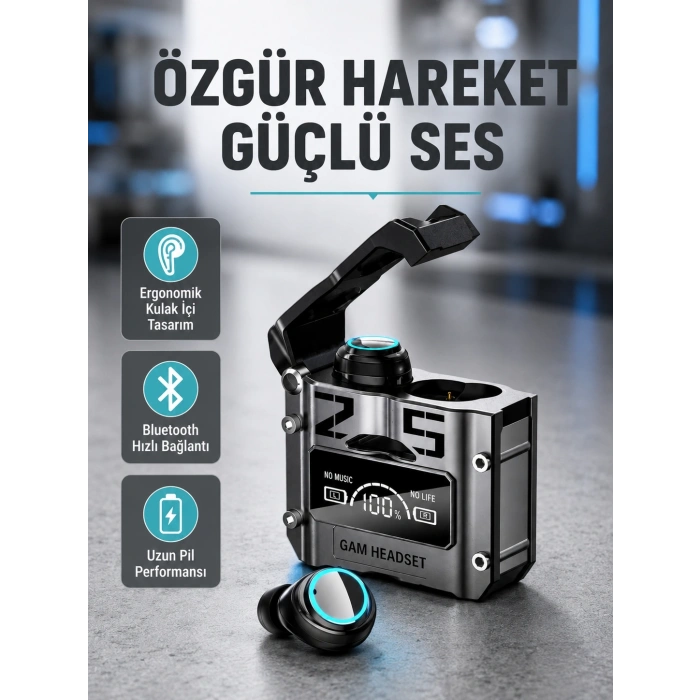 Ipx5 Su Geçirmez Kablosuz Bluetooth Kulaklık – Powerbank Şarj Kutulu, Düşük Gecikmeli Oyun Modu