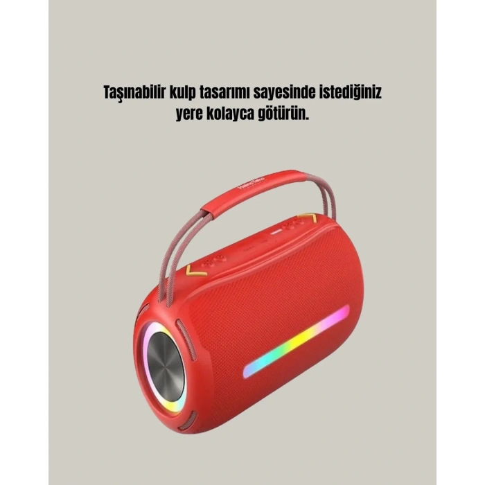 Ipx6 Su Geçirmez Rgb Led Işıklı Taşınabilir Bluetooth Hoparlör 2400 Mah