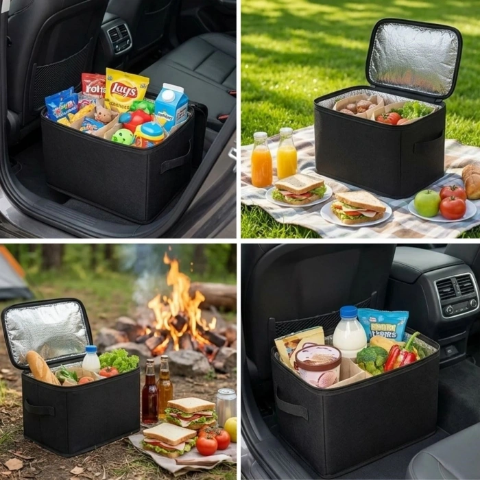 Isı Koruyucu Termal Taşıma Çantası 32 Litre – Araç Bagaj Organizeri, Termos, Katlanabilir Keçe Saklama Çantası 37x27x25 cm (5263)