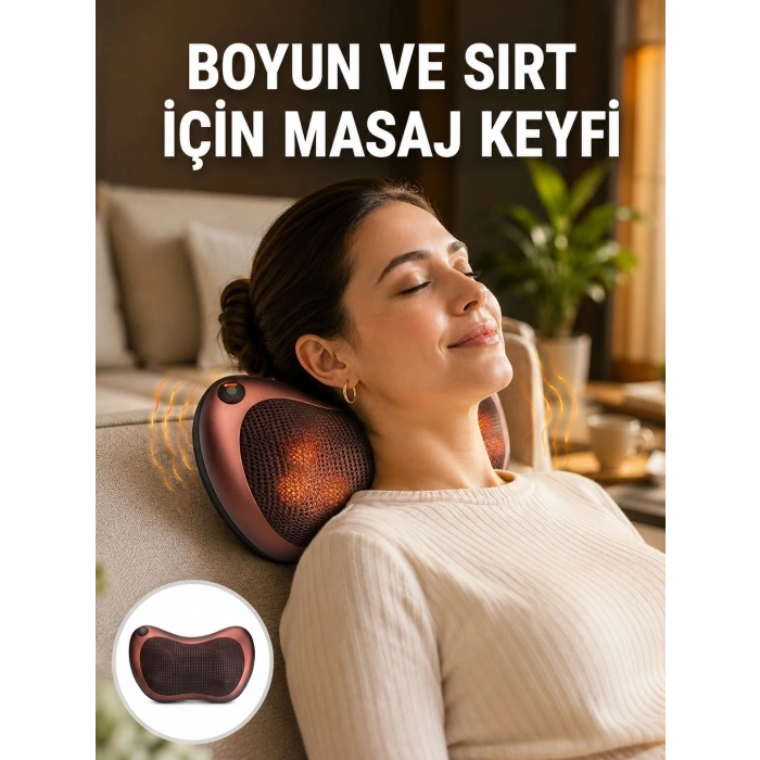 Isıtma Özellikli Derin Yoğurma Masaj Yastığı Priz & Çakmak Girişli Yeni Nesil