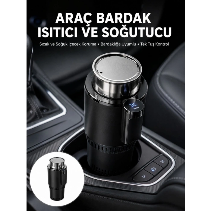 Isıtma Soğutma Özellikli Araç Bardaklığı Çakmak Girişli Akıllı Yeni Nesil