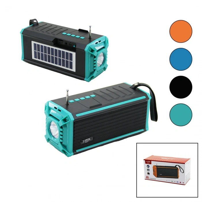 J-İPOK P-520 HASUBA HS-293 FENERLİ SOLAR PANELLİ - USB ŞARJLI BLUETOOTH FM RADYO MP3 USB - TF PLAYER 8W (5263)