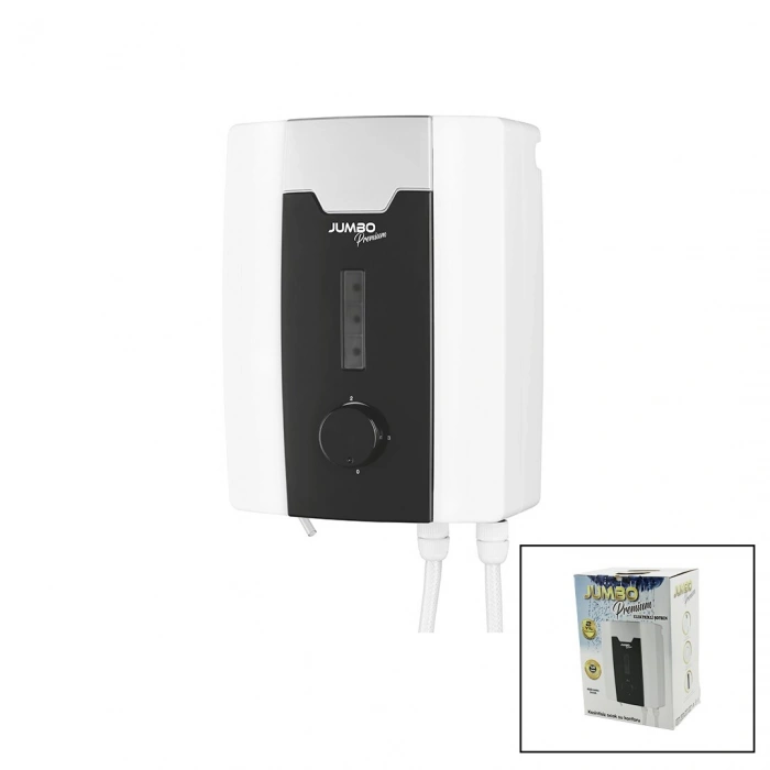 JUMBO PREMİUM BEYAZ SU ISITICI ELEKTRİKLİ ŞOFBEN DUŞ BAŞLIK 7 EMNİYET TERMOSTAT 3 KADEMELİ 8000W (5263)