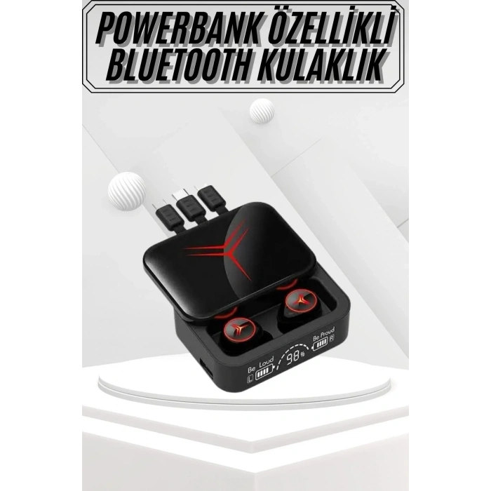 Kablosuz Bluetooth Kulaklık Powerbank Özellikli Göstergeli Hd Mikrofon