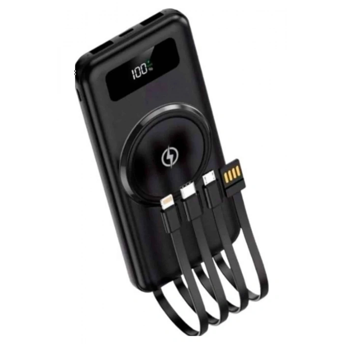 Kablosuz Çoklu Şarj Girişli 10.000 Mah Kablolu Powerbank Taşınabilir