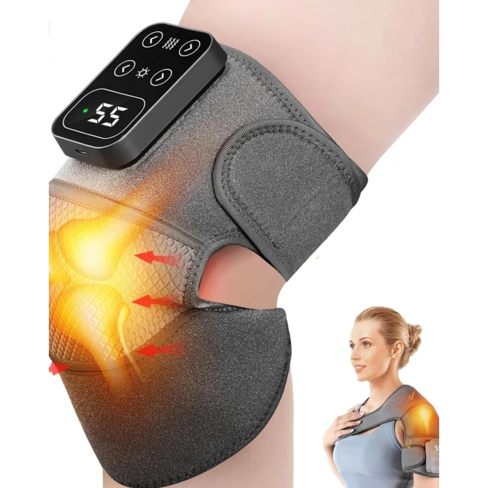 Kablosuz Isıtmalı Diz Omuz Masaj Cihazı Titreşimli Eklem Masaj Bandı 2li Set