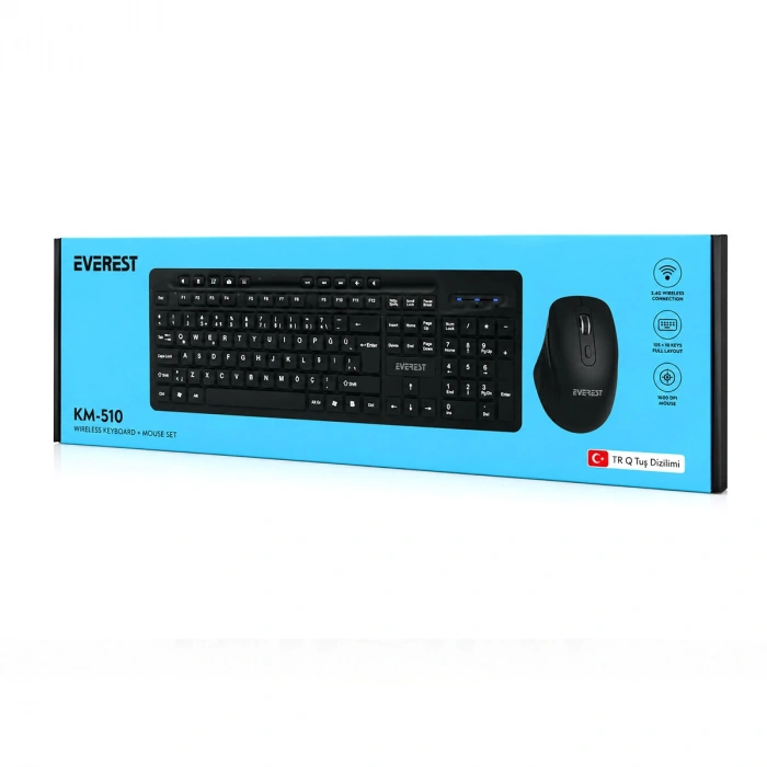 KABLOSUZ MULTİMEDİA KLAVYE - MOUSE SETİ SİYAH Q KLAVYE KM-510 (5263)