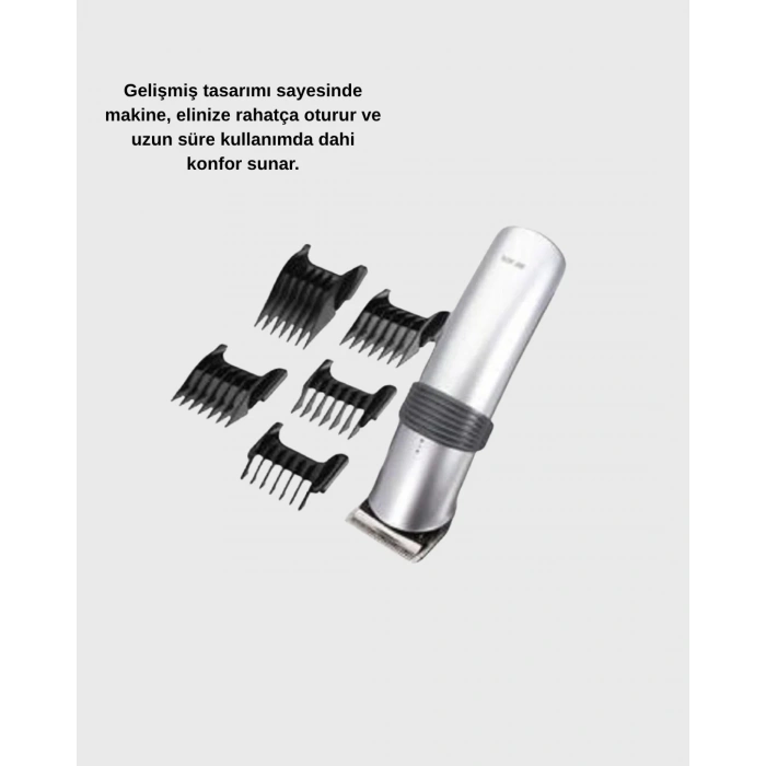 Kablosuz Profesyonel Tıraş Makinesi – Şarjlı, 60 Dakika Kullanım Süreli, Çelik Bıçaklı, Sessiz Motor