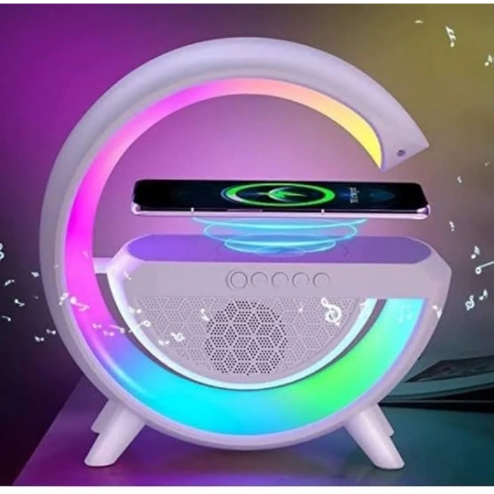 Kablosuz Telefon Şarj Bluetooth Hoparlör Istasyonu Ses Rgb Atmosfer Gece Işık Bt-2301 (5263)