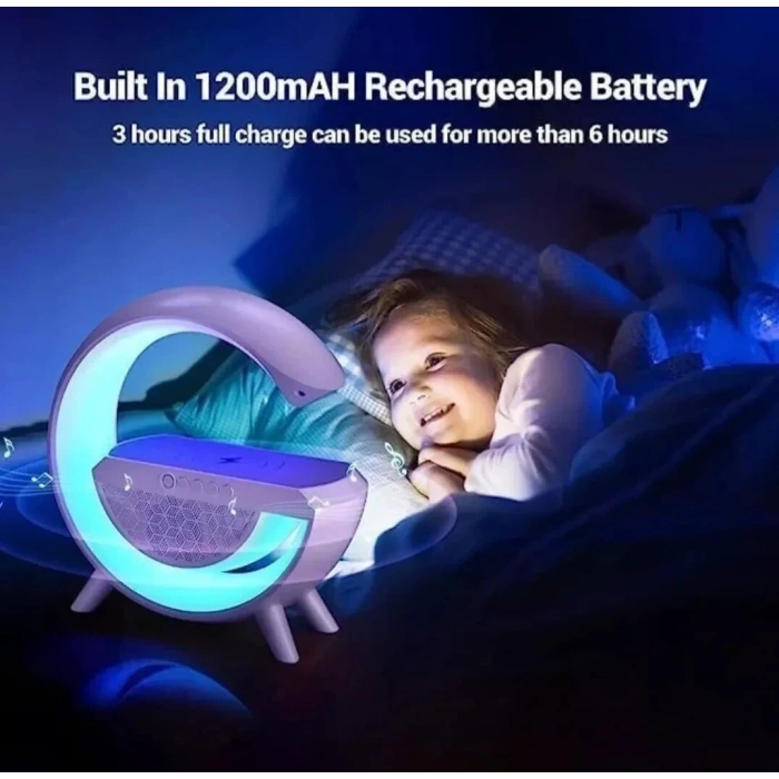 Kablosuz Telefon Şarj Bluetooth Hoparlör Istasyonu Ses Rgb Atmosfer Gece Işık Bt-2301 (5263)
