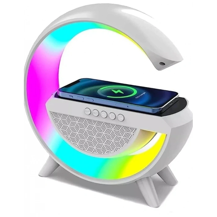 Kablosuz Telefon Şarj Bluetooth Hoparlör Istasyonu Ses Rgb Atmosfer Gece Işık Bt-2301 (5263)