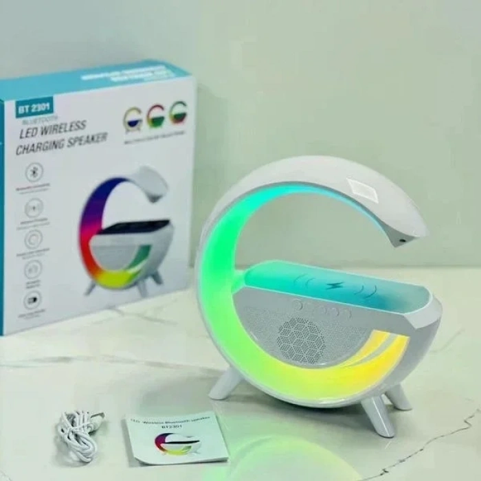 Kablosuz Telefon Şarj Bluetooth Hoparlör Istasyonu Ses Rgb Atmosfer Gece Işık Bt-2301 (5263)