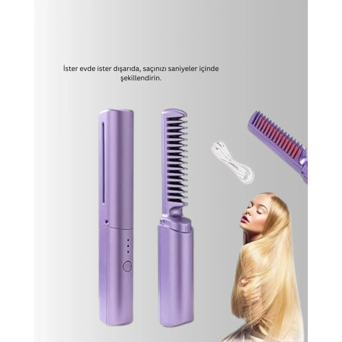 Kablosuz Usb Şarjlı Saç Düzleştirici Tarak – Seyahat Boy