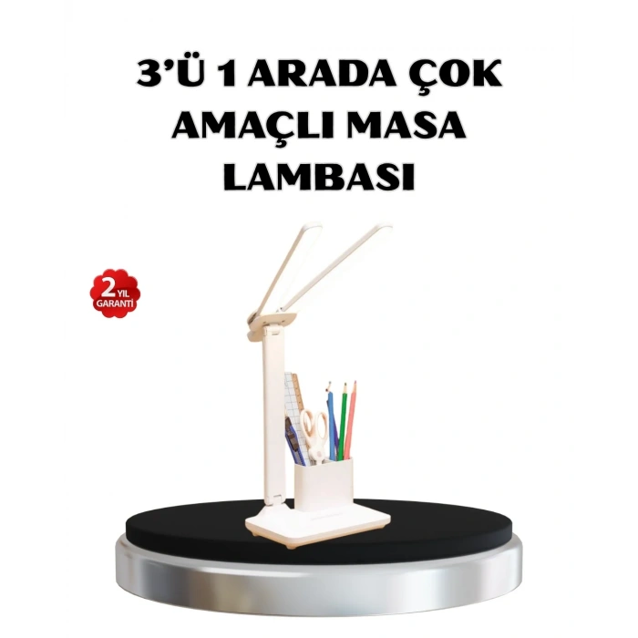 Kalemlik Ve Telefon Standlı Masa Lambası – Kısılabilir Led Işık, Göz Dostu Tasarım