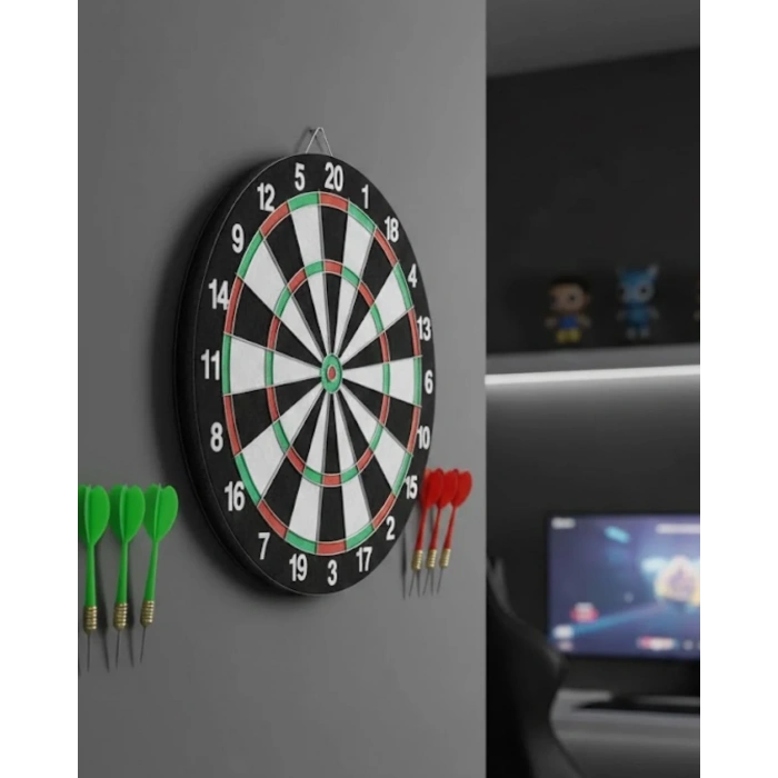 Kaliteli Ahşap Dart Tahtası 12 İnç  4 Dart Ok Seti