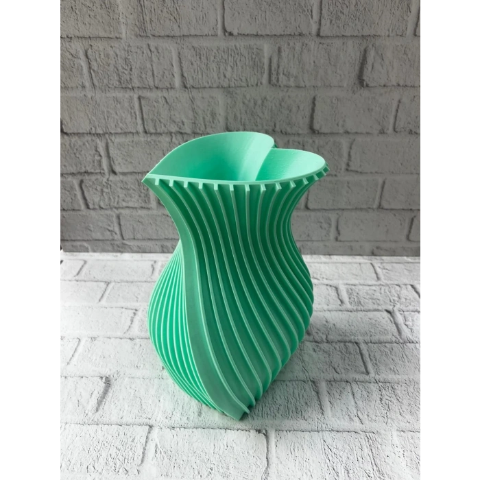 Kalpli Turkuaz Dekoratif Vazo 24 Cm Modern Şık Tasarım