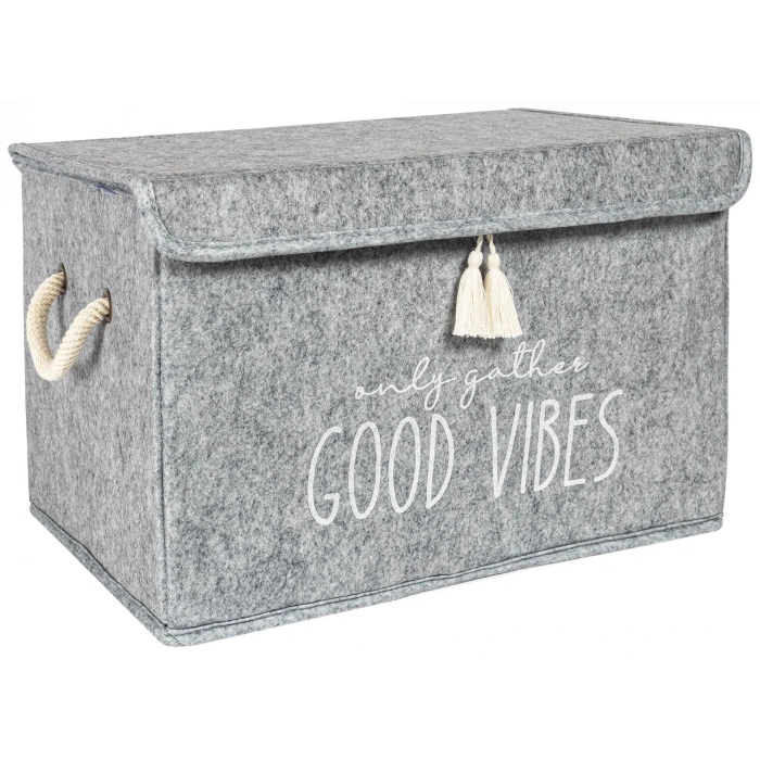 Kapaklı Püskül Detaylı Düzenleyici Çok Amaçlı Organizer Keçe Sepet (mini) - 03495