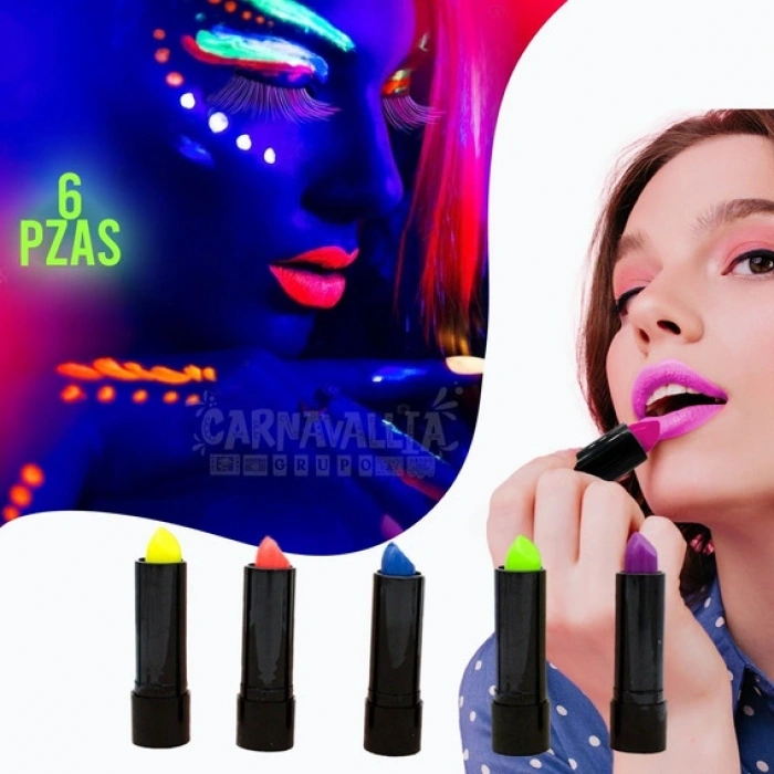 Karanlıkta Parlayan Yanan UV Neon Ruj Yüz Boyama 6 Adet 6 Renk (5263)