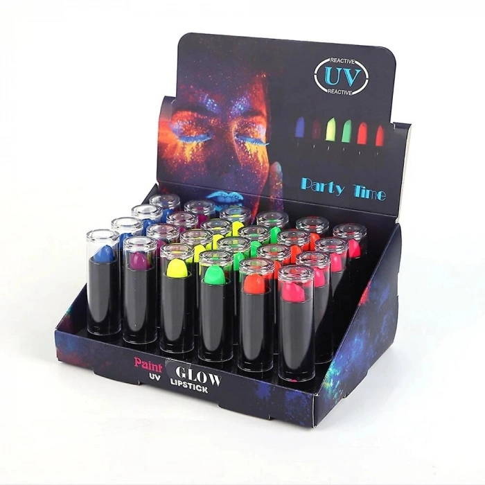 Karanlıkta Parlayan Yanan UV Neon Ruj Yüz Boyama 6 Adet 6 Renk (5263)