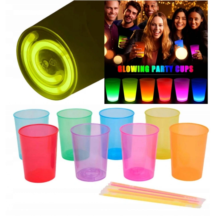 Karanlıkta Yanan Gece Işığı Mega Glow Bardaklar 8 Adet 8.5 x 10.5 cm (5263)