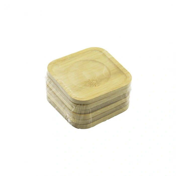 KARE= 9.7 X 9.7CM 6PCS BAMBU - AHŞAP ÇAY TABAK (5263)