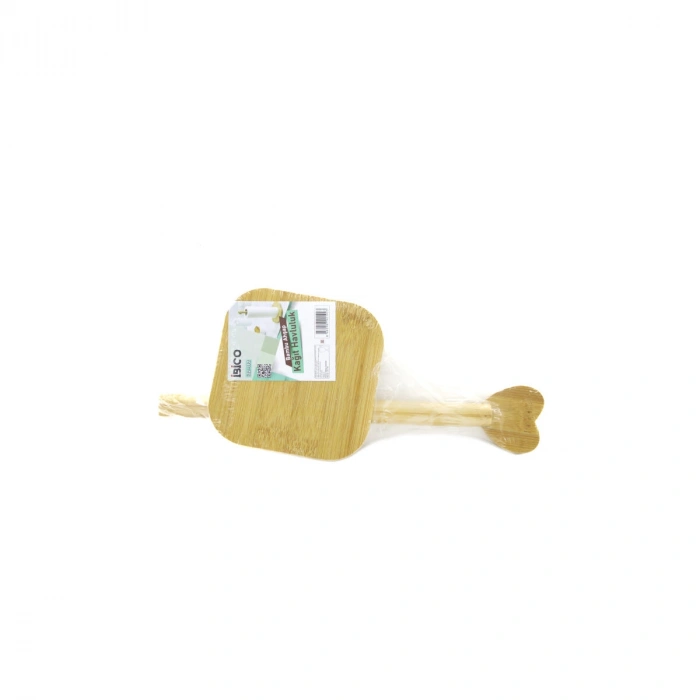 KARE ALTLIK=12X12CM AHŞAP BAMBU KAĞIT HAVLULUK KALP BAŞLI SAP=28.5CM (5263)