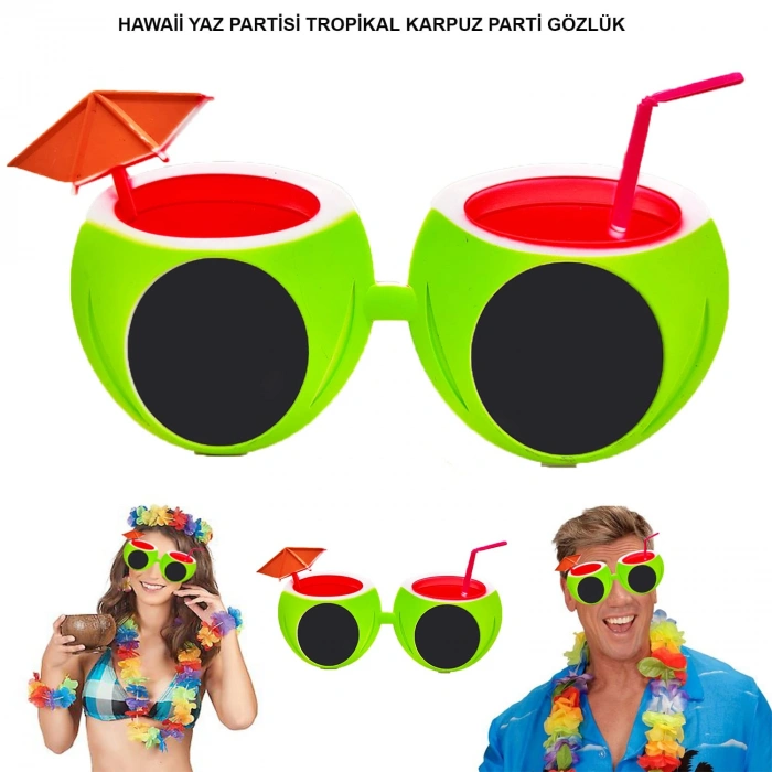 Karpuz Şekilli Tropikal Hawaii Yaza Merhaba Parti Gözlüğü (5263)