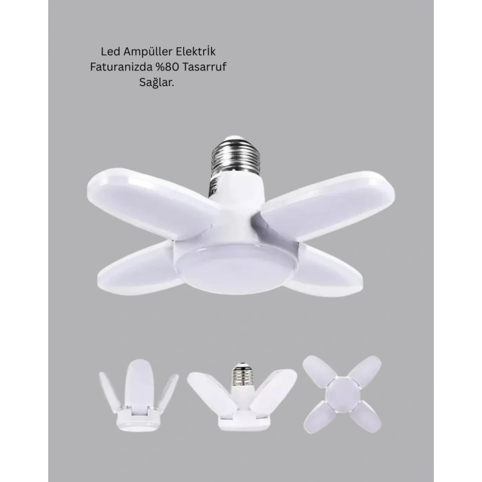 Katlanabilir 4 Kollu Led Ampül 60 Watt 6000 Lumen Beyaz Işık