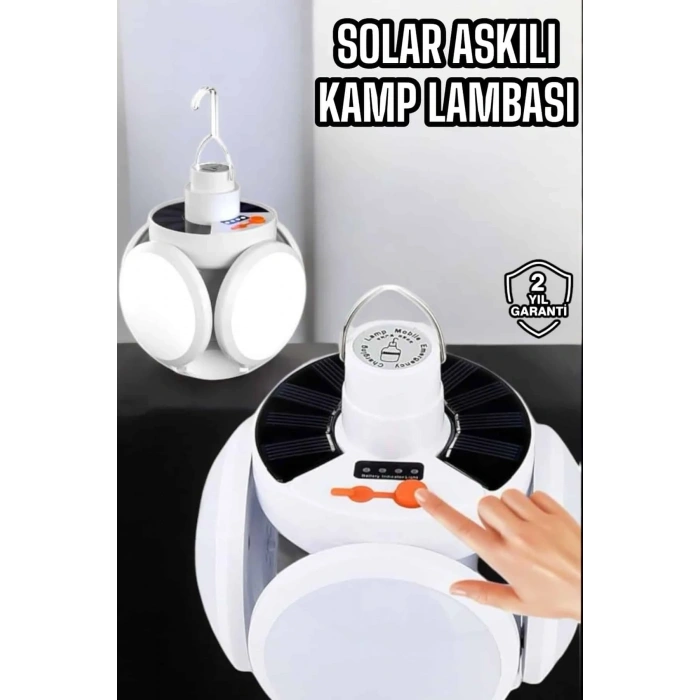 Katlanabilir Taşınabilir Kamp Lambası Işıldak Beyaz Işık Güneş Enerjili Solar Aydınlatma