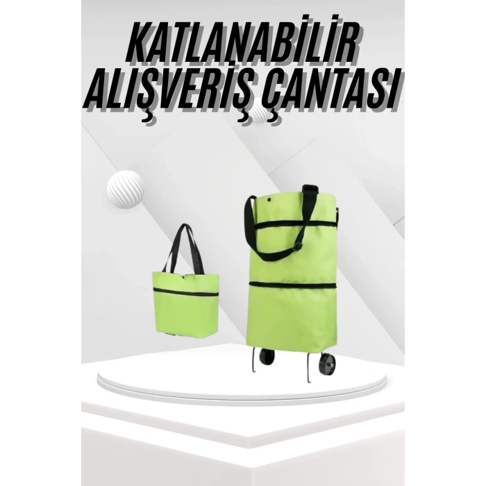 Katlanabilir Tekerlekli Pazar Market Çarşı Arabası Market Alışveriş Çantası