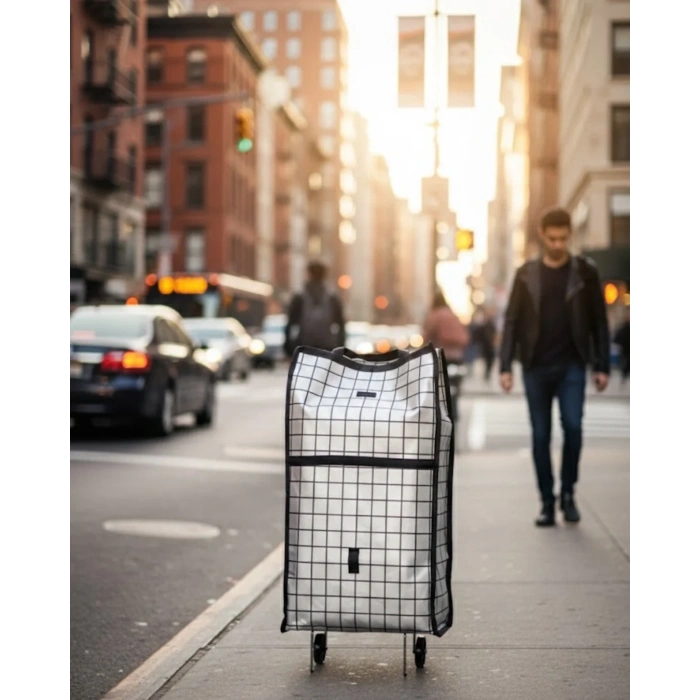 Katlanabilir Yapılı Çok Amaçlı Tekerlekli Alışveriş Çantası