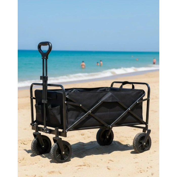 Katlanır Kamp Ve Plaj Arabası Büyük Kapasiteli Taşıma Vagonu