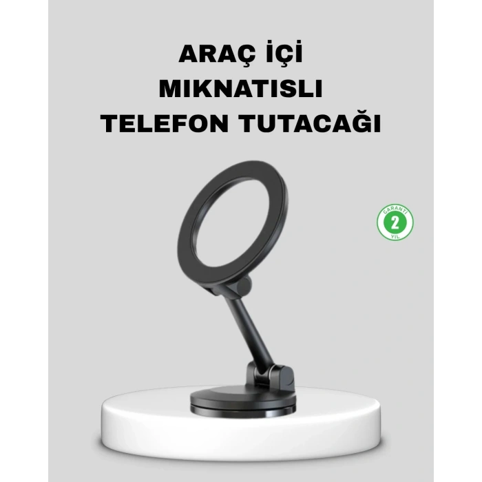 Katlanır Manyetik Araç İçi Telefon Tutucu – 360° Dönebilen, Magsafe Uyumlu, Güçlü Mıknatıslı Tasarım