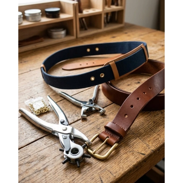 Kemer Delik Açma Atı 2li Set Deri Çanta Kayış Delme Aleti