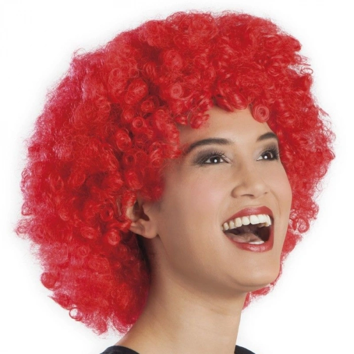 Kırmızı Renk Kıvırcık Afro Bonus Peruk (5263)