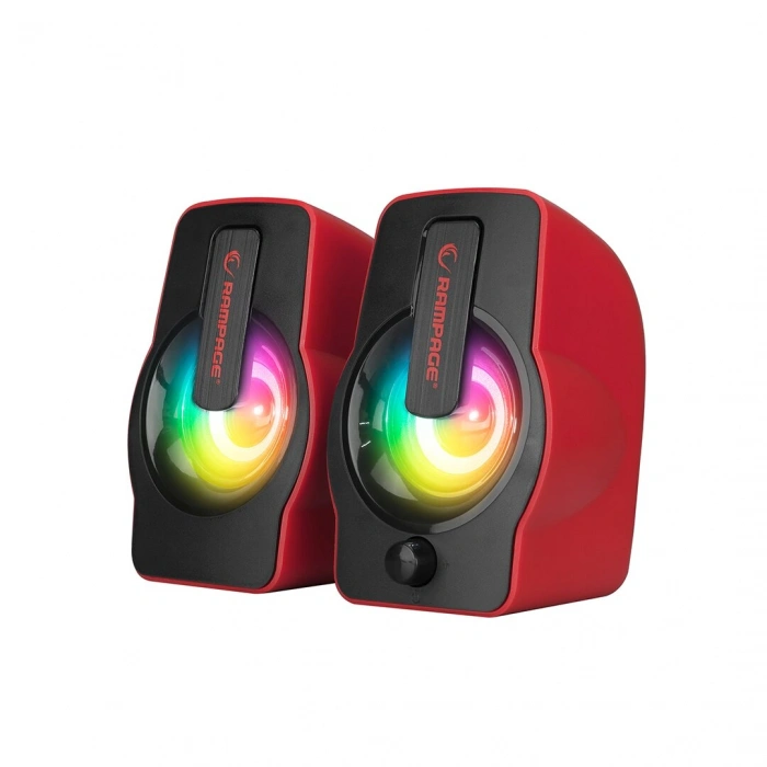 KIRMIZI - RGB IŞIKLI 1+1 HOPARLÖR SPEAKAER SET USB KABLO 2.0 MULTİMEDYA - 6W (5263)