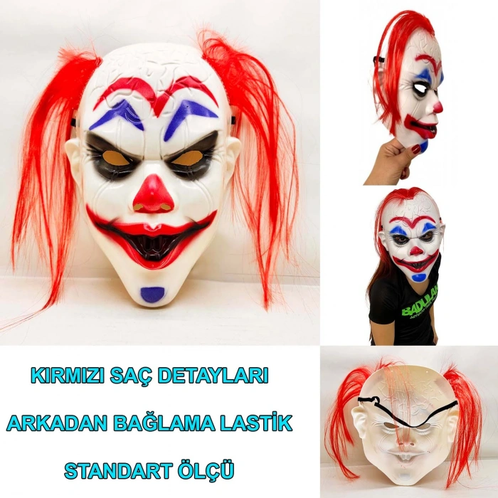 Kızıl Saçlı Joker Palyaço Maskesi (5263)