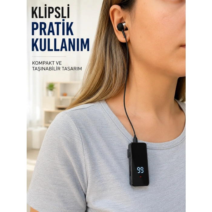 Klipsli Bluetooth Kulaklık Kısa Kablolu Tek Kulaklık Taşınabilir Günlük Kullanım