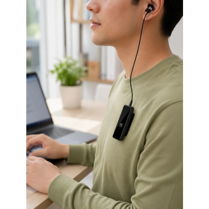 Klipsli Tek Kulaklıklı Kablosuz Bluetooth Kulaklık Dijital Ekranlı Taşınabilir Model