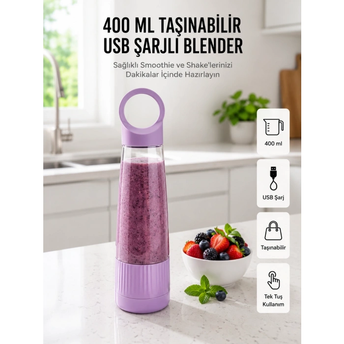 Kompakt Tasarımlı Usb Şarjlı Smoothie Blender