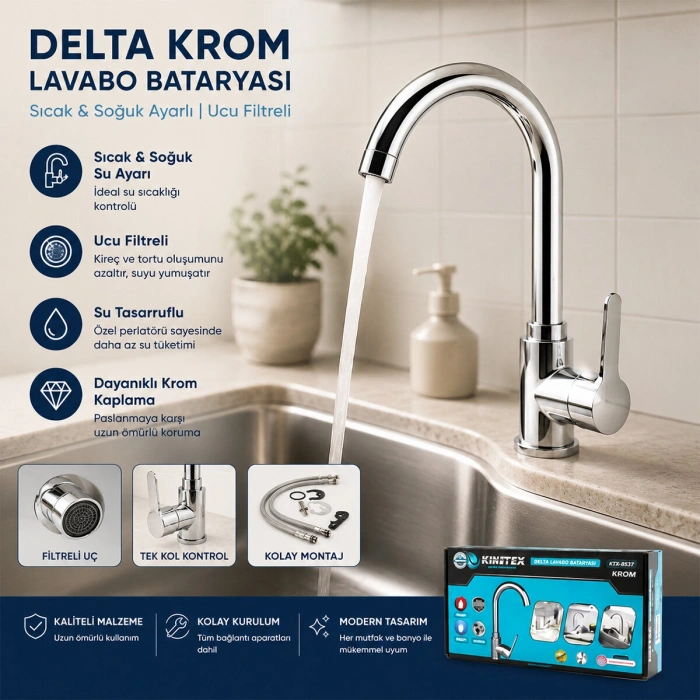 KROM DELTA LAVABO BATARYASI AÇ KAPA KTX-2639 (5263)