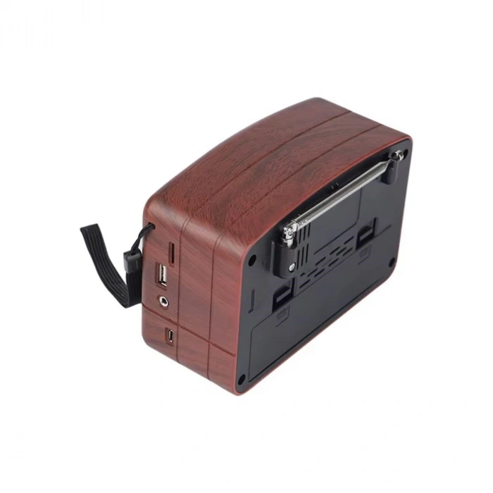 Küçük Boy Retro, Nostaljik, Ahşap Tasarım Bluetooth Hoparlörlü, Şarjlı, Taşınabilir Büyük Döndürülebilen Düğmeli FM/AM Destekli Radyo NS3380 (5263)