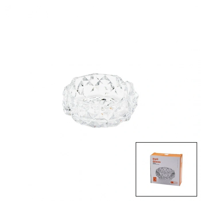 KÜÇÜK CAM - DIAMOND KRİSTAL ŞEKİL YUVARLAK KÜLLÜK ÇAP: 11.2CM - D: 4.4CM (5263)