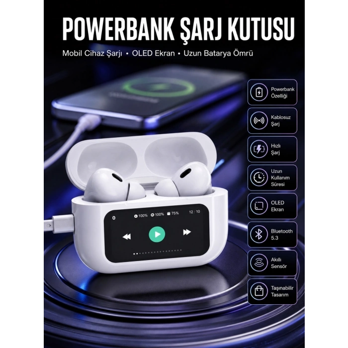 Kulak İçi Bluetooth Kulaklık Ekranlı Müzik Dinleme Çağrı Cevaplama Siyah Yeni Nesil