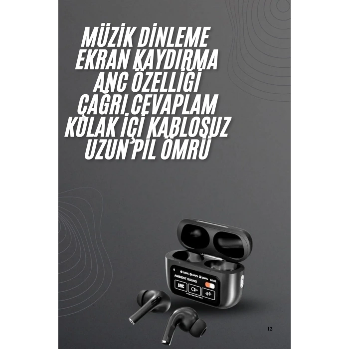 Kulak İçi Bluetooth Kulaklık Ekranlı Müzik Dinleme Çağrı Cevaplama Siyah Yeni Nesil