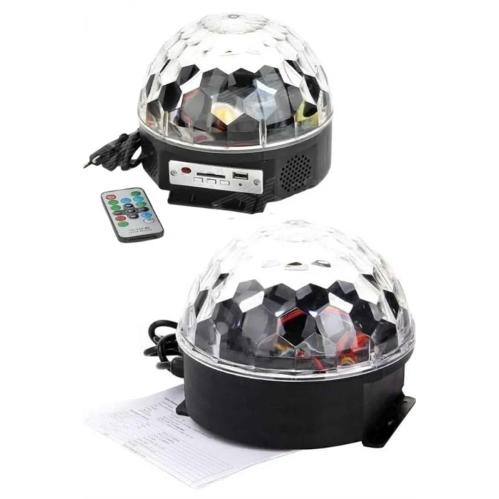 Küre Disko Topu Müzik Çalar Renkli Lazer Işıklı Bluetooth Disko Parti Işığı Kumandalı