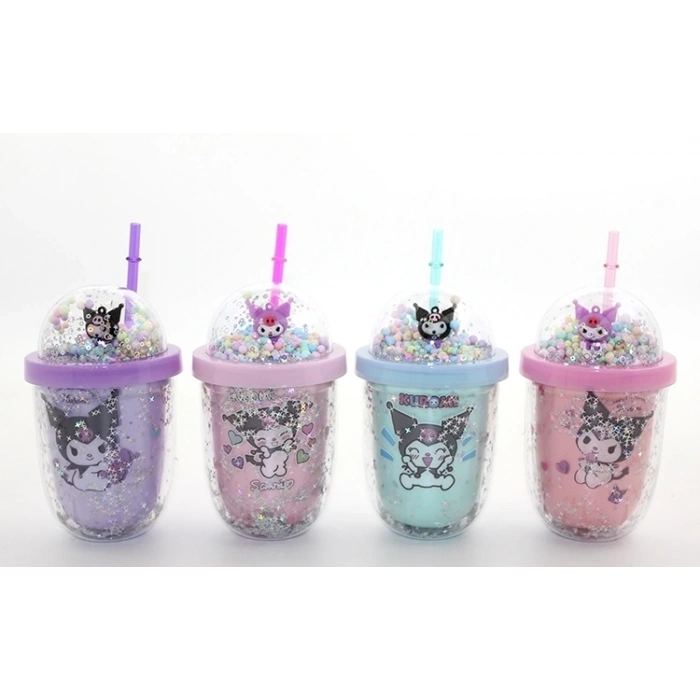 Kuromi Figürlü Pipetli Kapaklı Kupa Bardak Alk5109