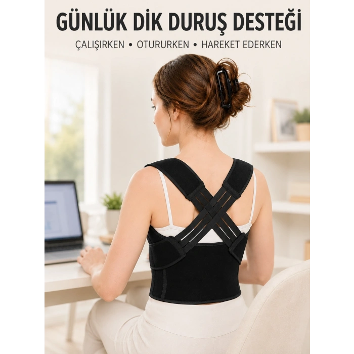 Lastikli Dik Duruş Korsesi Ayarlanabilir Sırt Omuz Ve Bel Destek Korsesi