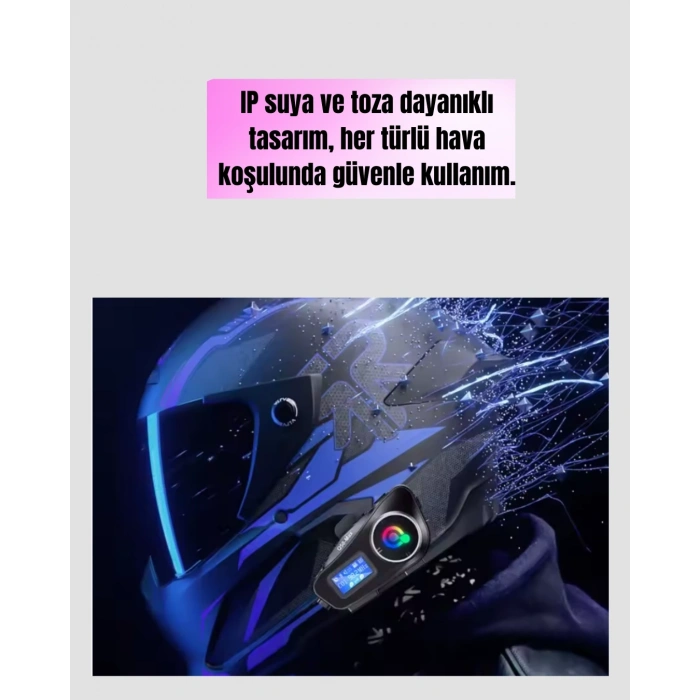 Lcd Ekranlı Bluetooth Kask Kulaklığı Fm Radyo Ve Sd Kart Girişli